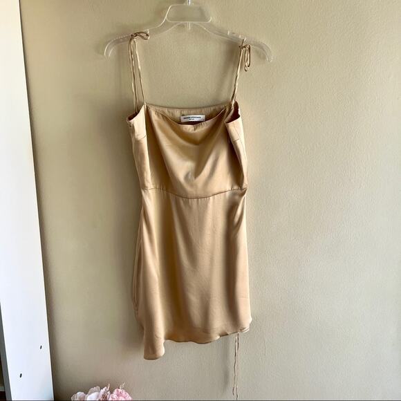 Amanda Uprichard Chiara Dress in Earth 100% Silk Asymmetrical Mini Dress Size M - Picture 9 of 10